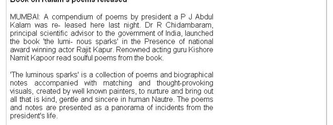 Central Chronicle - Book on Kalam's poems released
