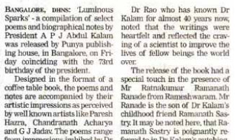 Deccan Herald - Kalam’s ‘Luminous sparks’ released